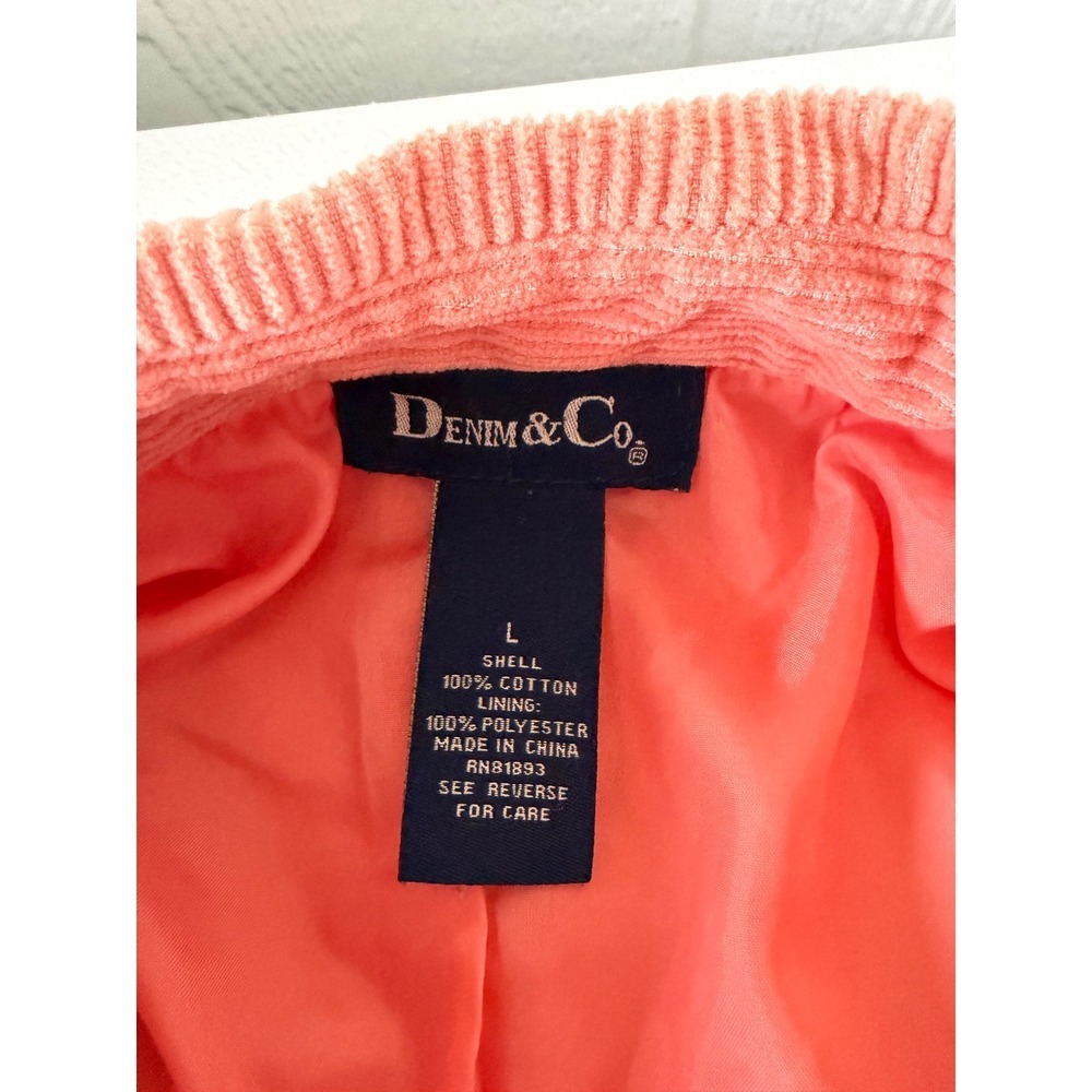 Denim & Co Coral Pink Corduroy Jacket Women's L Chore Coat Utility Farmcore - Picture 3 of 5